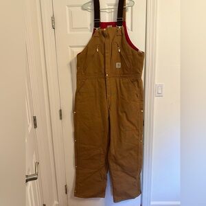 NWT Carhartt bib overalls insulated RN14806 Barn Brown and red R38 42x34 XL